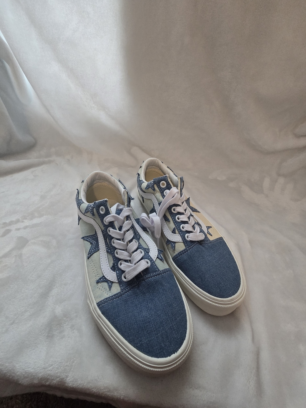 Vans Kids Blue and White Star Denim Sneakers